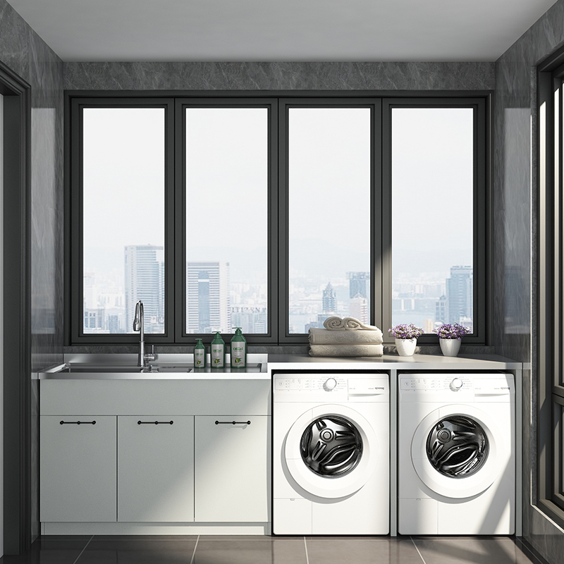 B1-橫排雙電器（不銹鋼陽(yáng)臺(tái)洗衣柜）